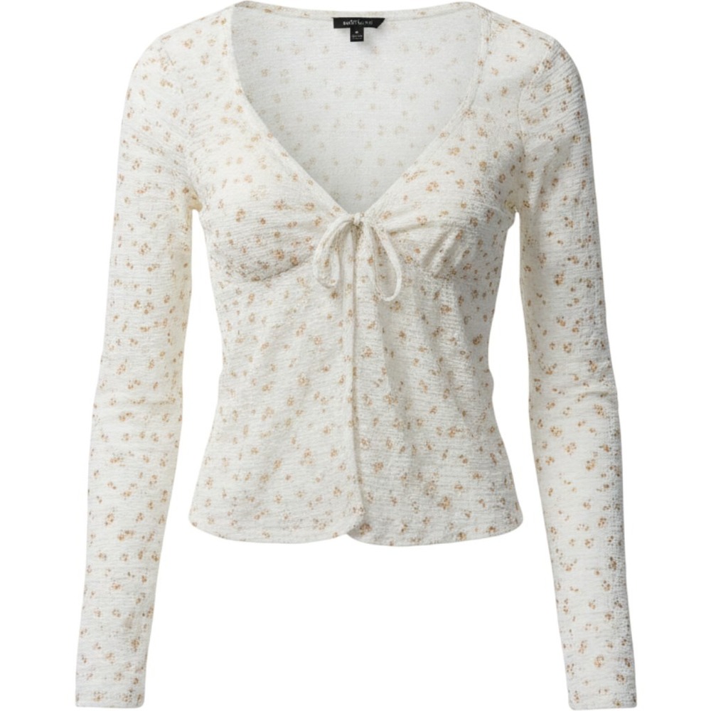 Self Esteen Juniors Pink Floral Print, Top Tie Open Front Long Sleeve Size M